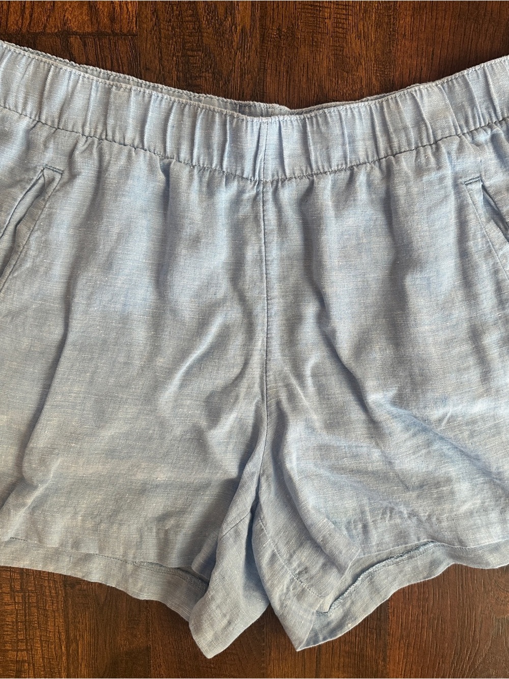 Lilly Pulitzer Lagoon Linen XL Blue Pull On Shorts 100% Linen Elastic Waist